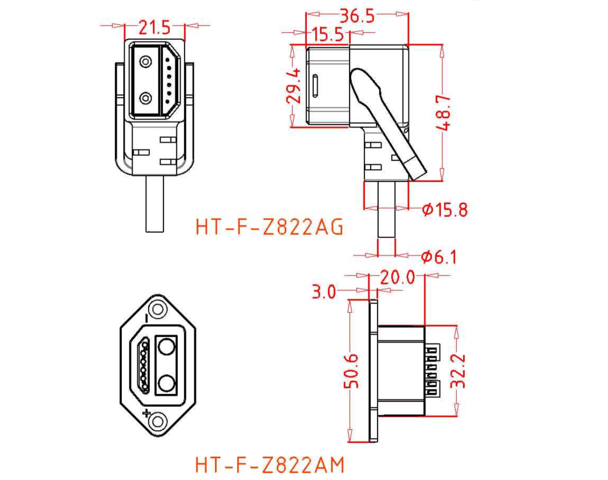 8-poliger Panel-Montagestecker 20A