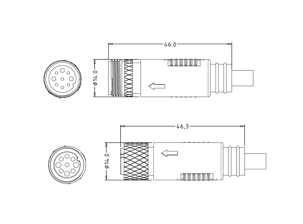 9-poliger Motorstecker mit Verriegelung L914A